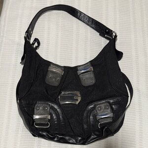 Vintage classic Guess Black Hobo Bag with Metallic Accents